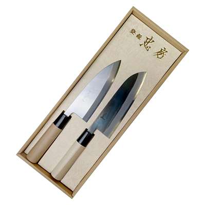 Набор из 2-х Кухонных ножей TADAFUSA (setB), длина лезвия 150mm, 165mm, заточка фото 4