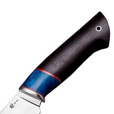 Нож Кайман, ст. VG-10, мельхиор, стаб. кар. бер., черное дерево (1517) фото 3