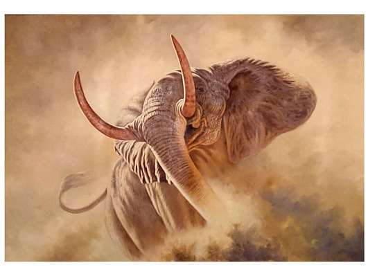 Картина "Слон" х/м 110х80см (в багете) худ. А. Бруно фото 1