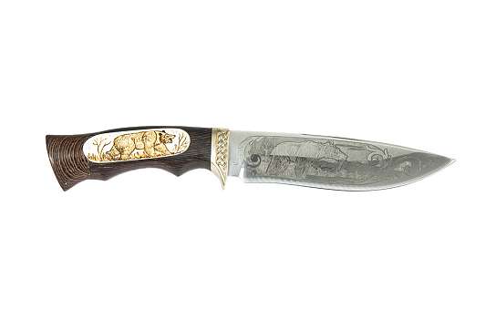 Нож Близнец , кован, ст.95х18, венге, литье, кость, гравировка (1004) фото 1
