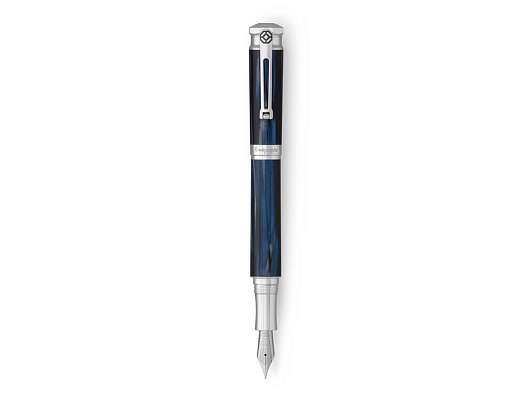 "Emozione" ручка перьевая серебро синяя фото 2
