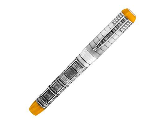 "Memory" ручка чернильная  серебро/желтый целлулоид фото 3