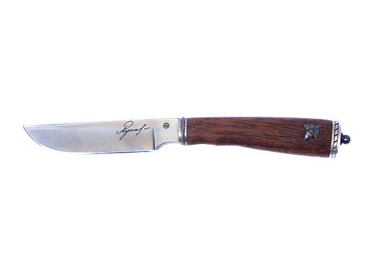 Ножи Рукавишникова Малая финка А01. клинок , рукоять -черное дерево (Африка), серебро, инкру-ция фото 1