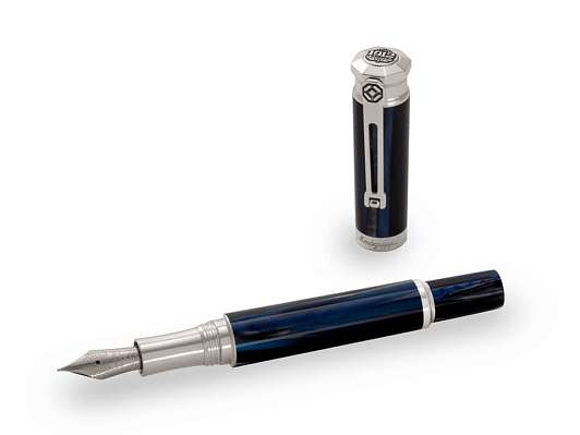 "Emozione" ручка перьевая серебро синяя фото 3