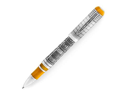 "Memory" ручка чернильная  серебро/желтый целлулоид фото 2