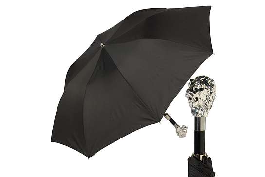 Зонт складной Pasotti Auto Leone Silver Stripess Black фото 1