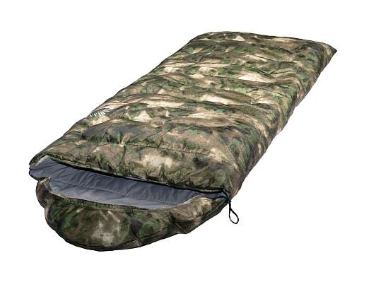 Спальный мешок TRAVELLER camo L-zip от -12С (с подголовником 230х90 см) фото 1